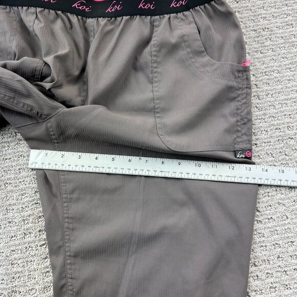 Koi Scrub Pants Women Size XL Regular Slim Fit Brown Stripes Casual Uniform - Picture 11 of 13